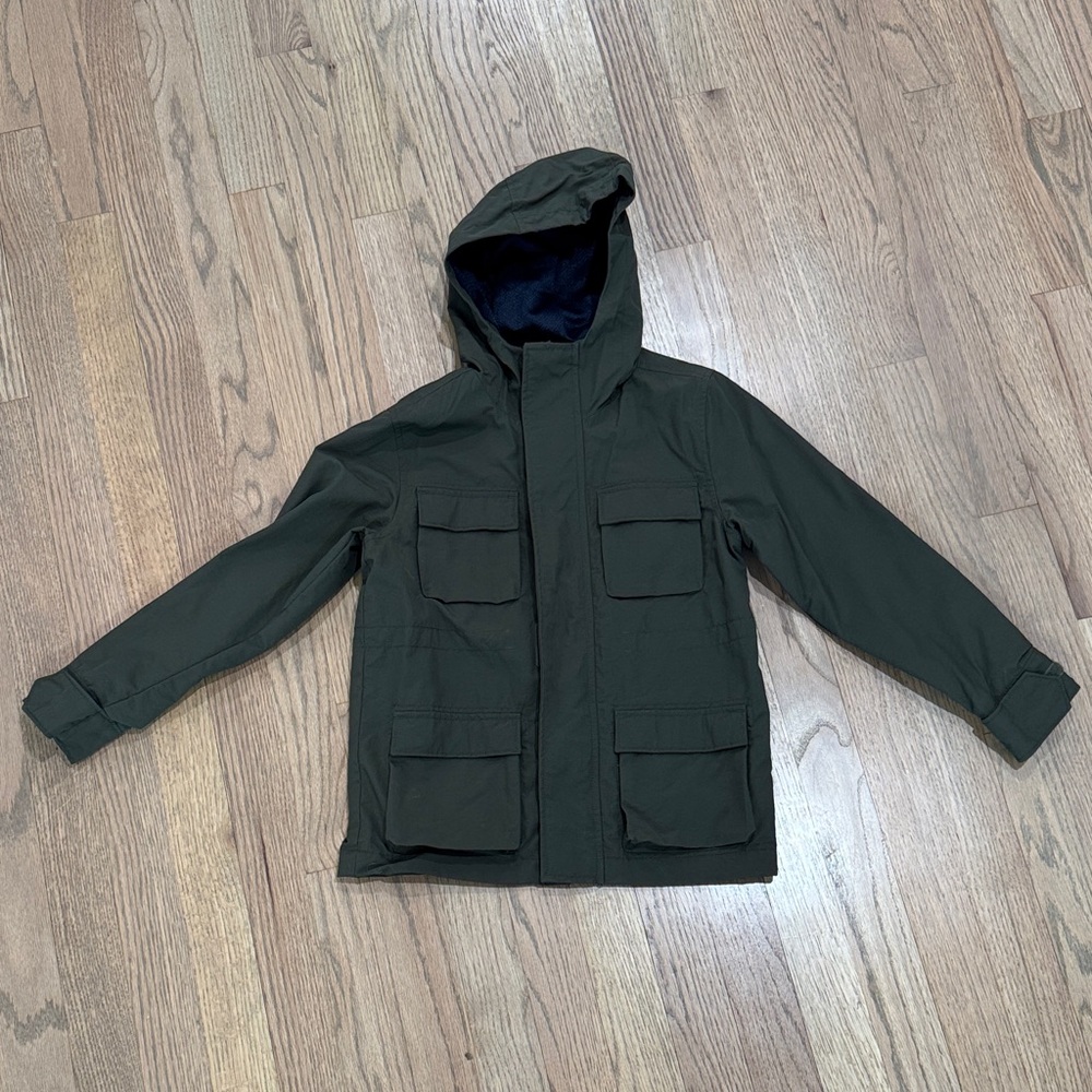 Old Navy Kids Dark Green Hooded Raincoat